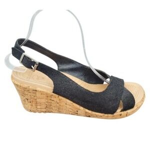 Crocs Women's Black Cork Wedge Slingback Sandals‎ Size 7 W